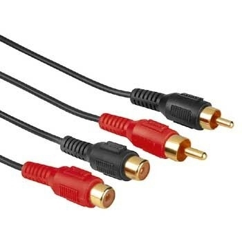 Hama Audio Extension Cable 2 RCA Male Plugs - 2 RCA Female Jacks, 2 m cavo audio 2 x RCA Nero
