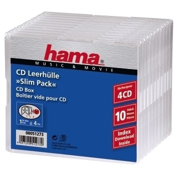 Hama CD Hülle Slim 00051273 4 CDs/DVDs/Blu-rays Transparent Polystyrol 10 St.