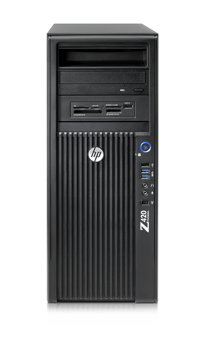 HP 420 + NVIDIA Quadro K2000 Intel® Xeon® E5 Family E5-1650 8 GB DDR3-SDRAM 1 TB HDD Windows 7 Professional Minitower Workstation Black