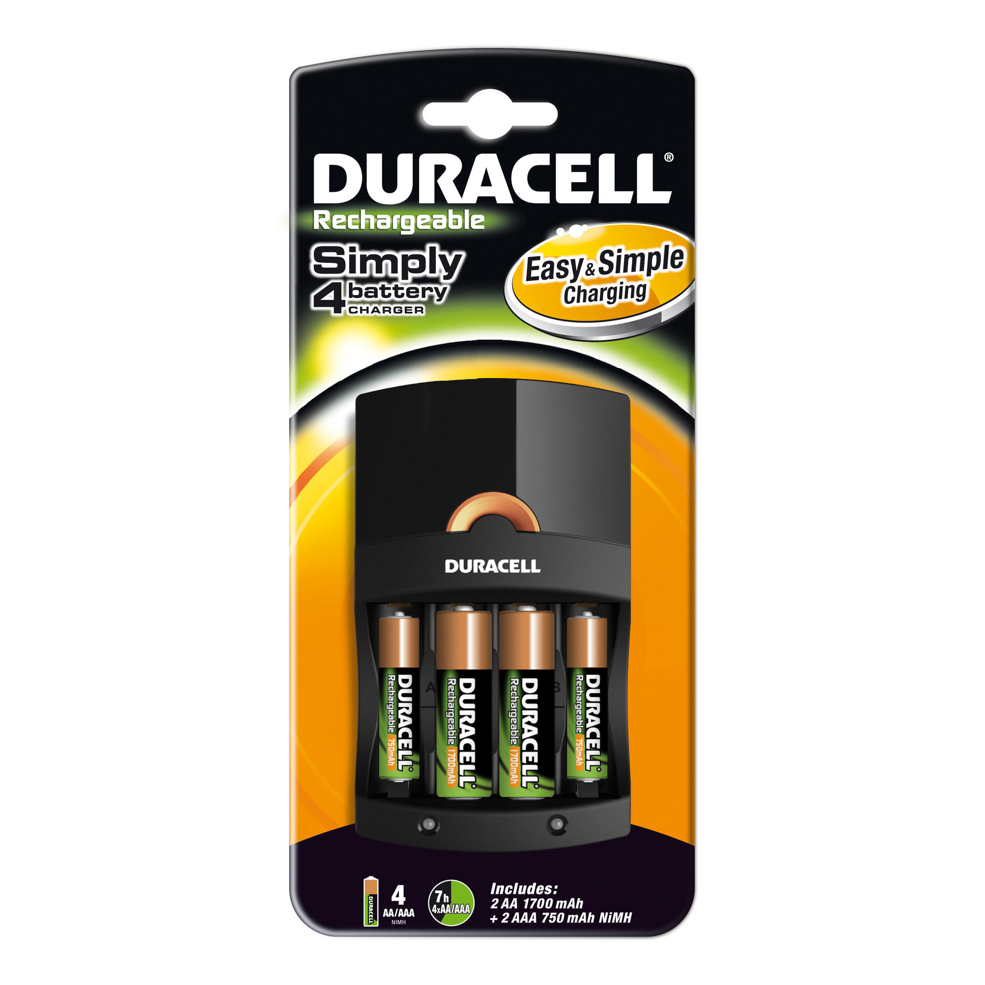 Pilas Duracell CEF14 - Recargables - AA/AAA - 4 Piezas - Con Cargador - CEF14
