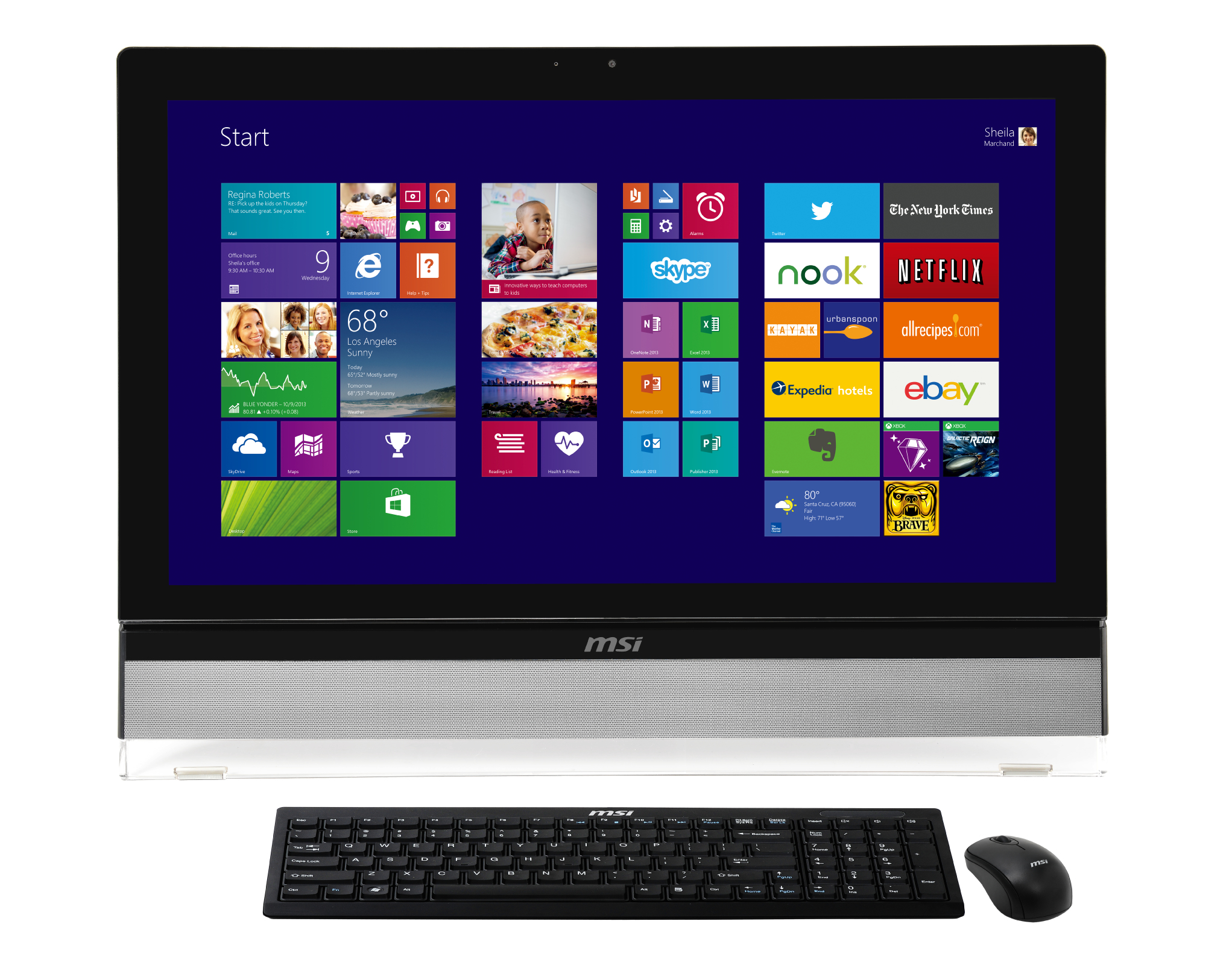 MSI Wind Top AE270-018EU All-in-One PC/workstation Intel® Core™ i5 i5-4440S 68.6 cm (27″) 1920 x 1080 pixels Touchscreen 4 GB DDR3-SDRAM 1 TB HDD Windows 8.1 Wi-Fi 4 (802.11n) Black image 1