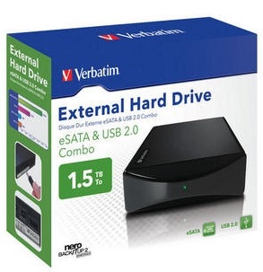 Verbatim eSATA / USB Combo Drive 1.5TB external hard drive 7200 RPM 3.5" Black