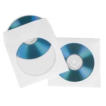 CD Paper Sleeves, white, 50 pcs/Pack