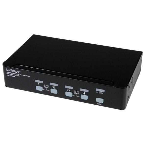 StarTech.com 4 Port High Resolution USB DVI Dual Link KVM Switch with Audio and USB 2.0 Hub (SV431DVIUAHR) - KVM / audio / USB switch - 4 x KVM / audio / USB - 1 local user - desktop - for P/N: DVID4N1USB10, DVID4N1USB15, DVID4N1USB6, SVA5N3NEUA, USBDVI4N1A10, USBDVI4N1A6