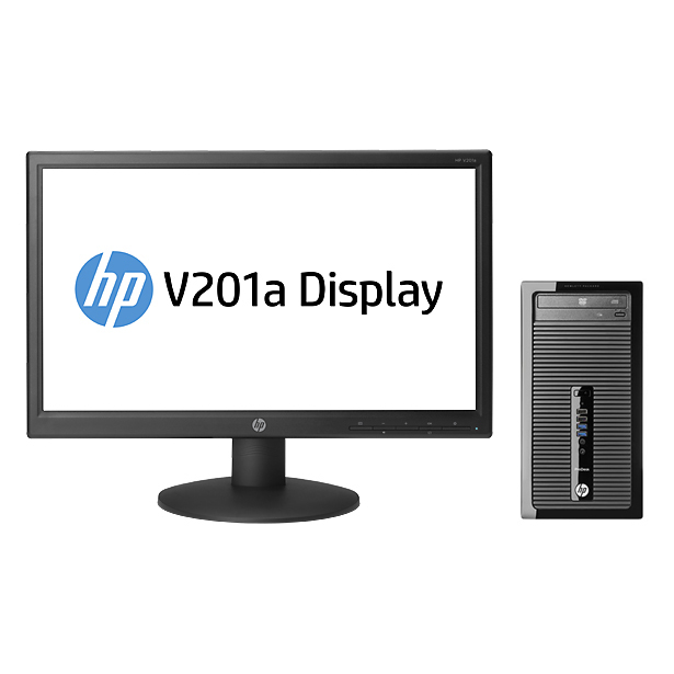 HP ProDesk 400 G2 MT + V201a Intel® Core™ i5 i5-4590S 4 GB DDR3-SDRAM 500 GB HDD Windows 7 Professional Micro Tower PC Black image 1