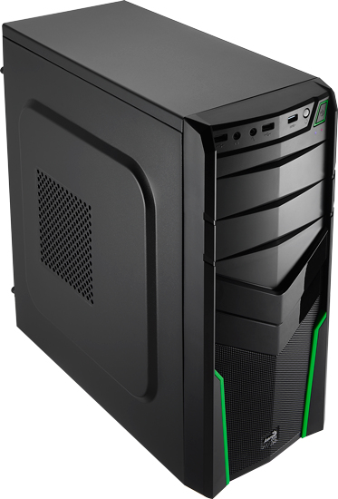Aerocool V2X Midi Tower Black, Green image 1