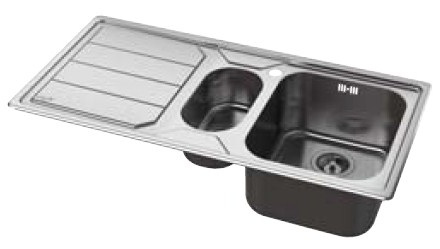 حوض Whirlpool AM 1050 IX/LH علوي مزدوج من الستانلس ستيل