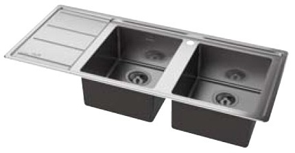 Whirlpool AM 1151 IXL/LH حوض ستانلس ستيل علوي بمستويين للغسيل وسطح تصريف
