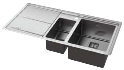 حوض ستانلس ستيل مزدوج علوي التركيب Whirlpool FS 1051 IXL/LH
