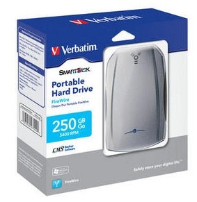 Verbatim 250GB FireWire HDD 2.5" external hard drive 5400 RPM 2.5"
