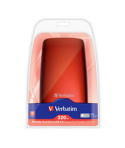 Verbatim 320GB Portable USB 2.0 HDD external hard drive 5400 RPM Red