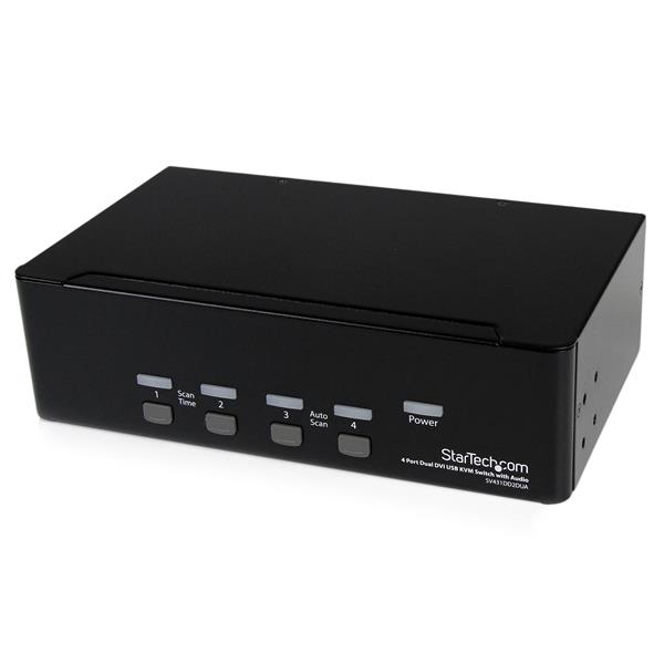 StarTech.com 4-Port Dual KVM Switch with Audio for DVI Computers - Built-in USB Hub (SV431DD2DUA) - KVM / audio / USB switch - 4 x KVM / audio / USB - 1 local user - desktop - for P/N: IM12D1500P, SV431RACK, SVA12M2NEUA, SVA12M5NA, USBDVI4N1A10, USBDVI4N1A6