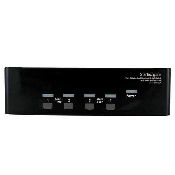 StarTech.com 4 Port DVI VGA Dual Monitor KVM Switch USB with Audio and USB 2.0 Hub (SV431DDVDUA) - KVM / audio / USB switch - 4 x KVM / audio / USB - 1 local user - desktop - for P/N: IM12D1500P, SVA12M2NEUA, SVA12M5NA, USBDVI4N1A6, USBVGA4N1A10, USBVGA4N1A6