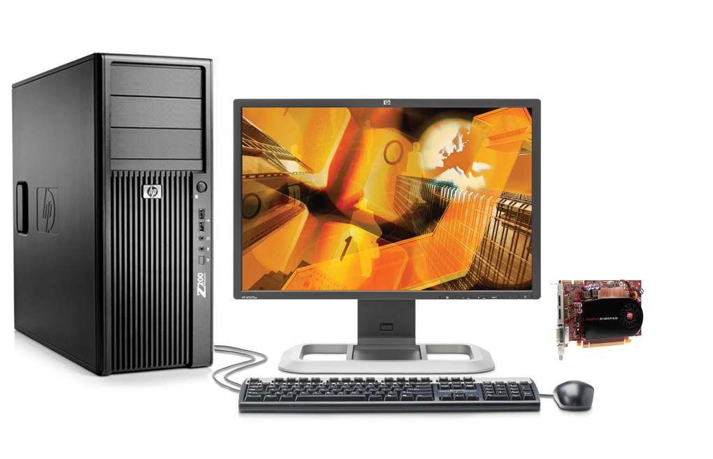 HP Z200 CMT + ATI FirePro V5700 + LP2275w Intel® Core™ i5 i5-660 2 GB DDR3-SDRAM Windows 7 Professional Minitower Workstation