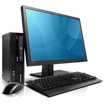 Lenovo ThinkCentre M58 + T43HEEU Intel® Core™2 Duo E7400 2 GB DDR3-SDRAM 320 GB Intel® GMA 4500M Windows Vista Business PC Black