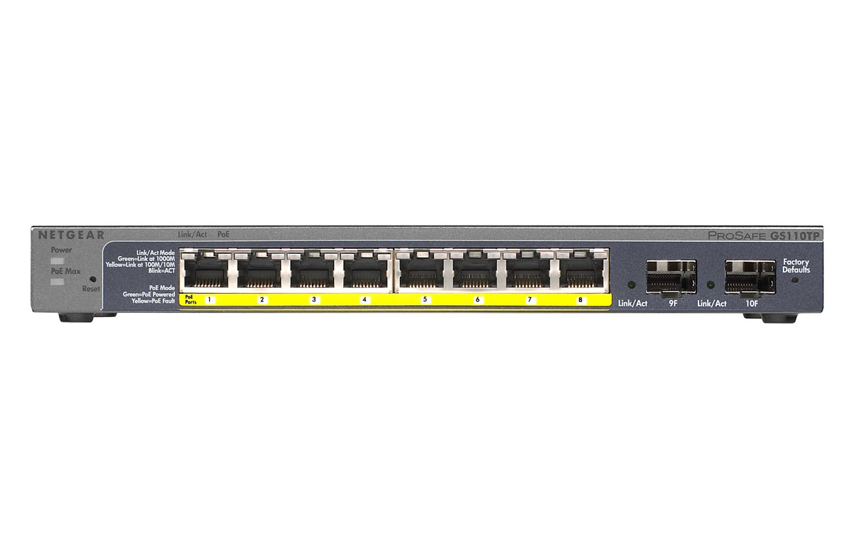 NETGEAR GS110TP Managed Gigabit Ethernet (10/100/1000) Power over Ethernet (PoE) Black