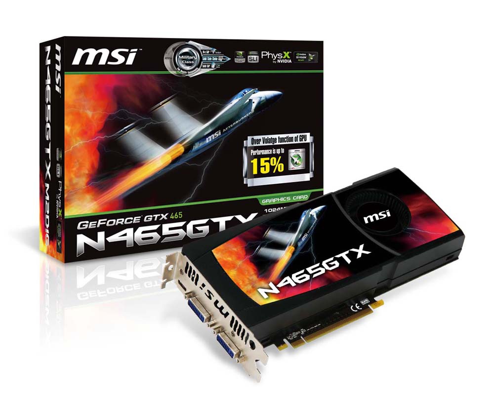 MSI N465GTX-M2D1G graphics card NVIDIA GeForce GTX 465 1 GB GDDR5
