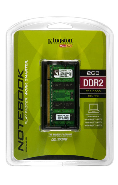 Kingston Technology System Specific Memory KVR800D2SO/2GR memory module 2 GB 1 x 1 GB DDR2 200-pin SO-DIMM