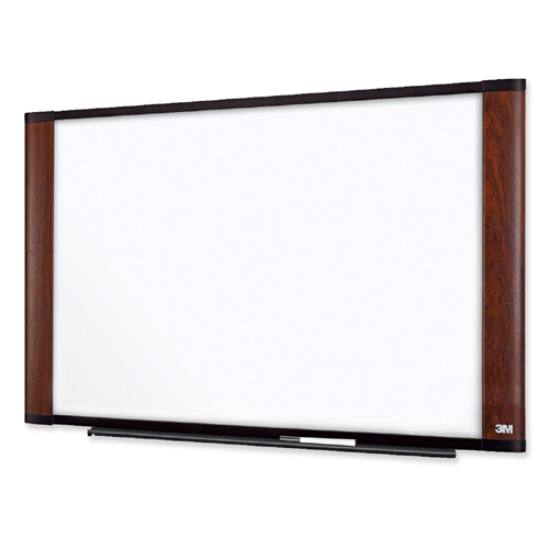 3M Wide Screen Style - Whiteboard - wall mountable - 72 in x 48 in - melamine - mahogany frame