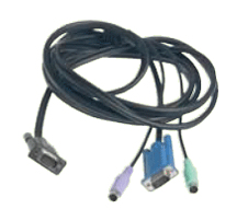 Fujitsu 3.0m VGA - VGA + 2x PS/2 KVM cable Black