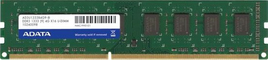 ADATA SU3U1333C4G9-B memory module 4 GB 1 x 4 GB DDR3 240-pin DIMM