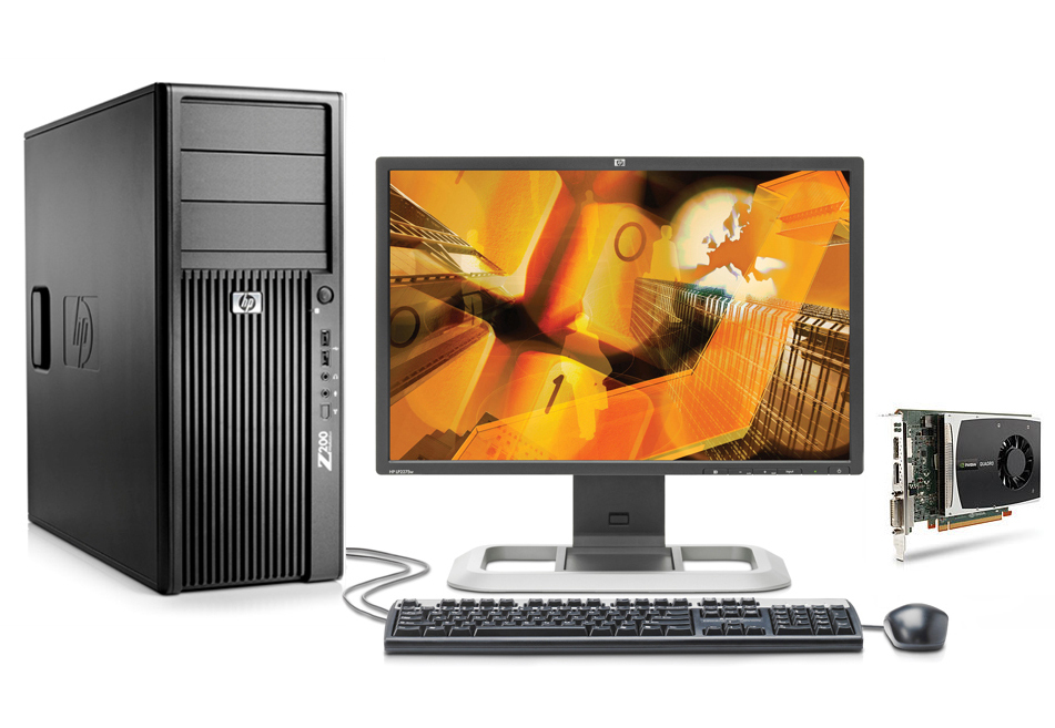 HP Z200 MT + NVIDIA Quadro 2000 + LP2475w Intel® Xeon® 3000 Sequence X3450 4 GB DDR3-SDRAM Windows 7 Professional Minitower Workstation