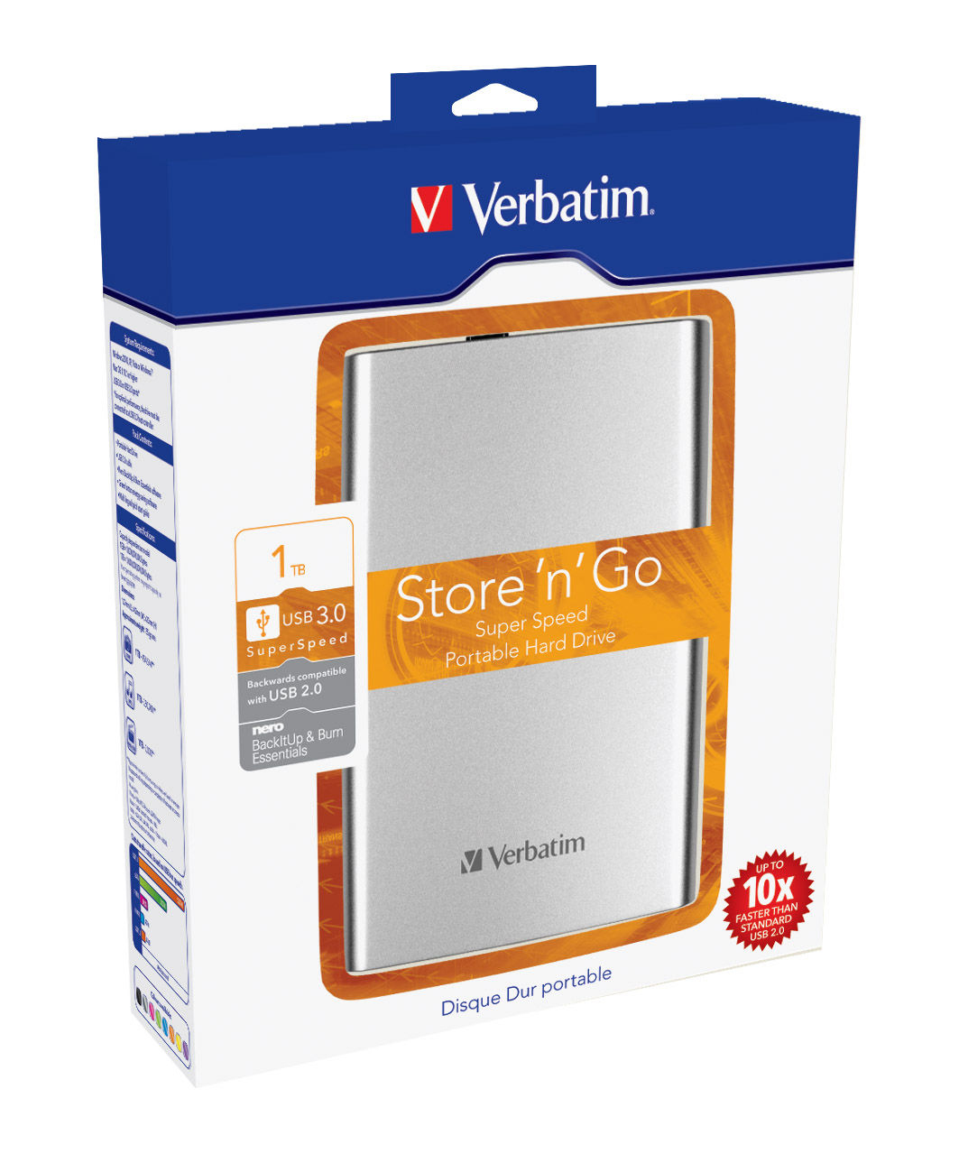 Verbatim Store 'n' Go external hard drive 1 TB 5400 RPM 2.5" Micro-USB B 3.2 Gen 1 (3.1 Gen 1) Silver