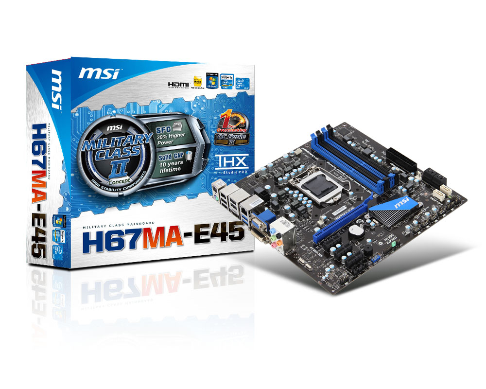 MSI H67MA-E45 Intel® H67 LGA 1155 (Socket H2) micro ATX