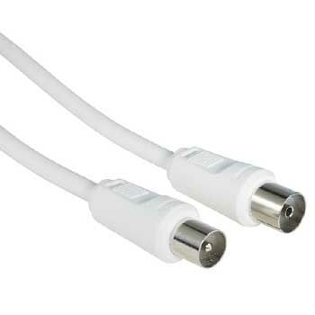 Hama Antenna Cable Coaxial Male Plug - Coaxial Female Jack 1 m 75 dB cavo coassiale Bianco