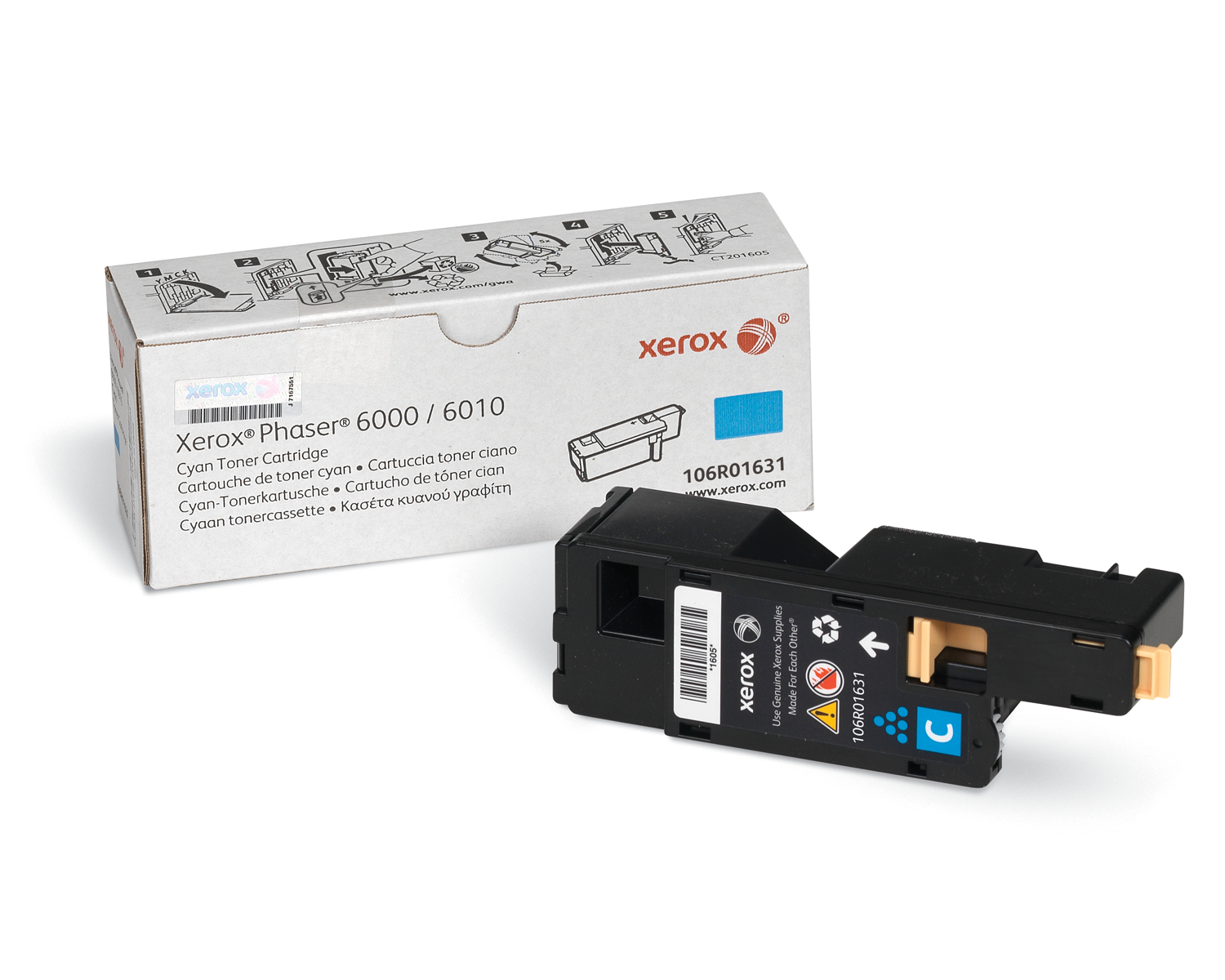 Xerox cyan toner cartridge, phaser 6000/6010,