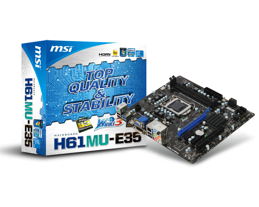 MSI H61MU-E35 (B3) Intel® H61 LGA 1155 (Socket H2) micro ATX