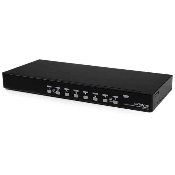 StarTech.com 8-Port USB KVM Swith with OSD - TAA Compliant - 1U Rack Mountable VGA KVM Switch (SV831DUSBU) - KVM switch - 8 x KVM port(s) - 1 local user - desktop - for P/N: RK3236BKF, RKCONS1701, RKCONS17HD, RKCONS1901, RKCONS1908K, RKCONS1916K, RKQMCAB12V2
