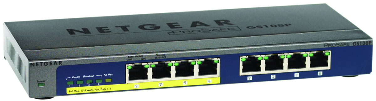 NETGEAR GS108P Managed Power over Ethernet (PoE)