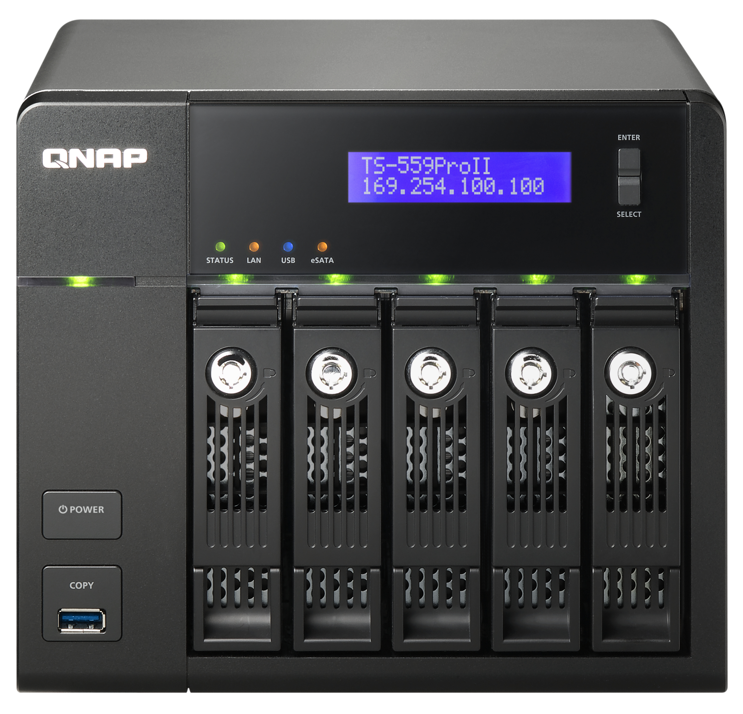 QNAP TS-559 PRO II Tower Intel Atom® D525 1 GB DDR3 15 TB