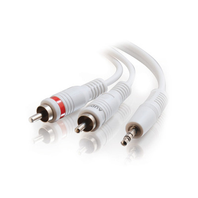 100FT ONE 3.5MM STEREO MALE TO TWO RCA STEREO MALE AUDIO Y-CABLE - IPOD WHITE