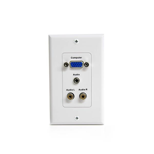 Tapa para Caja de Pared Startech VGAPLATERCA, Incluye conector VGA + 2x RCA + 1x 3.5mm, Color blanco
