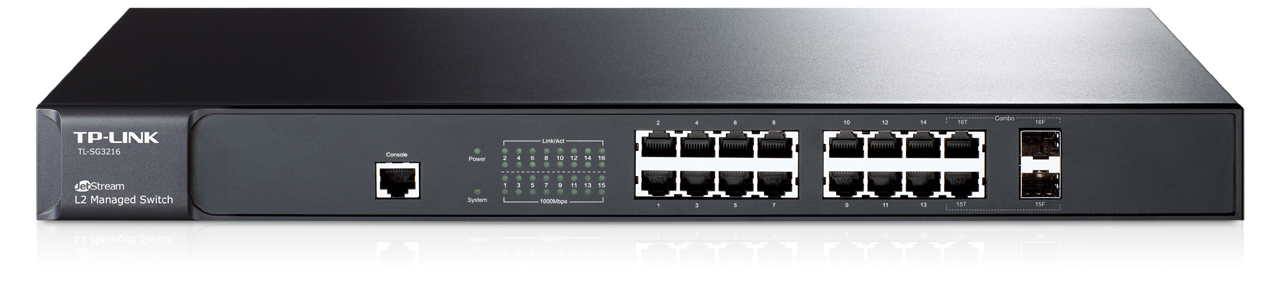 TP-Link JetStream 16-Port Gigabit L2 Managed Network Switch with 2 Combo SFP Slots