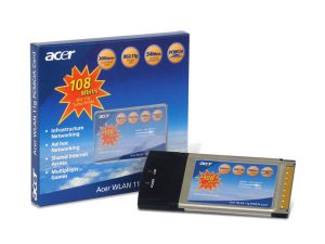 Acer WLAN PCMCIA card IEEE 802.11g+ Wi-Fi to 108Mbps 2.4 GHz 50m radiu 108 Mbit/s