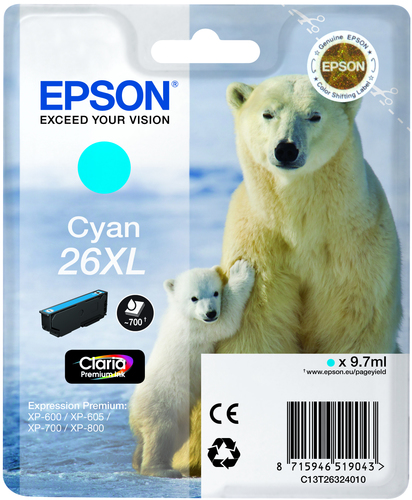 Original Epson 26XL Cyan Ink Cartridge - image 1
