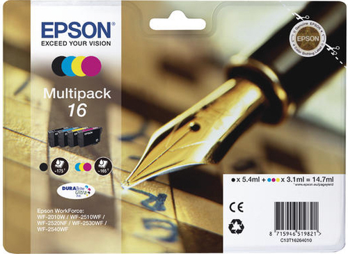 Original Epson 16 B/C/M/Y Ink Cartridge Multipack - image 1