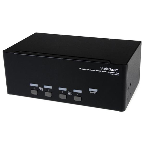 StarTech.com 4 Port Dreifach Monitor DVI USB KVM Switch mit Audio und USB 2.0 Hub - 4 Computer - WUXGA - 1920 x 1200 - 8 x