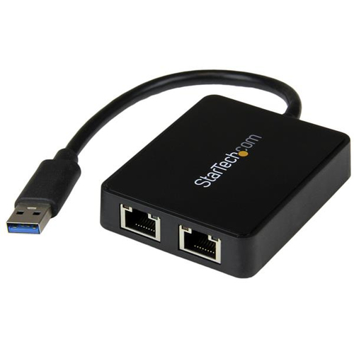 StarTech.com USB 3.0 to Dual Port Gigabit Ethernet Adapter NIC with USB Port