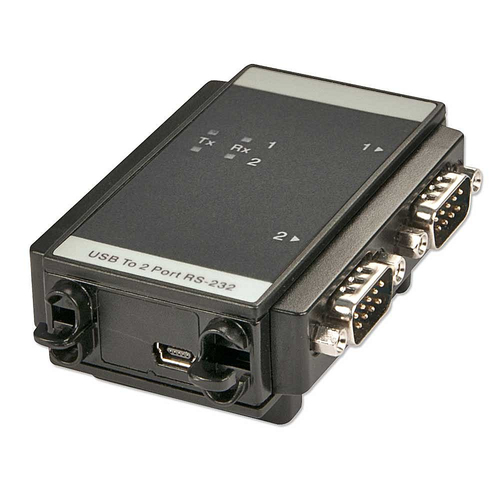Lindy 42734 kaabli soomuutja 2xRS-232 USB Mini-B Must