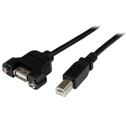 USBPNLAFBM3 StarTechcom Cable Extensor Alargador de 91cm USB 20 Alta Velocidad para Montaje en Panel Empotrar - USB B Macho a USB A Hembra - Negro - Cable alargador USB - USB H a USB Tipo B M - USB 20 - 914 cm - negro