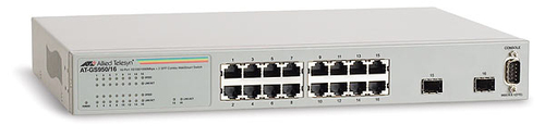 AT-GS950/16-10 Switch Gigabit WebSmart de 16 puertos 10/100/1000 Mbps (2 x Combo) + 2 puertos gigabit SFP (Combo) <br>  <strong>Código SAT:</strong> 43222610