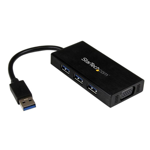 USB32VGAEH3 StarTechcom Adaptador Gráfico Externo Multimonitor USB 30 a VGA con Hub Concentrador USB de 3 Puertos - 1920x1200 1080p - Adaptador de vídeo externo - T5-302 - 16 MB DDR2 - USB 30 - D-Sub - negro - para P/N MXT101MM