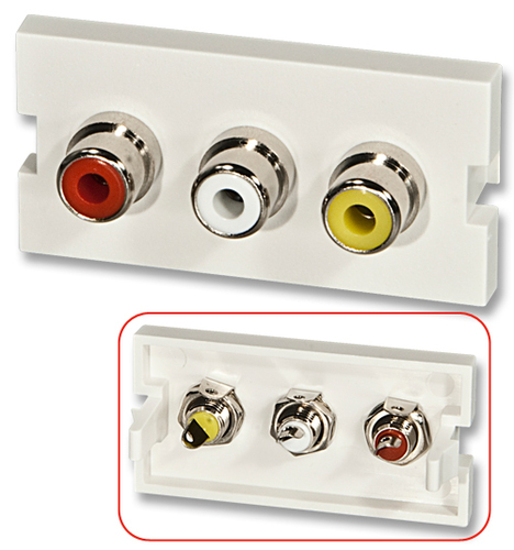 Lindy Audio-Video 3xRCA Snap-In-Module Valge