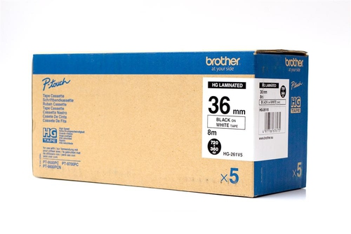 Original Brother P-touch HG-261V5 (36mm x 8m) Black On White High