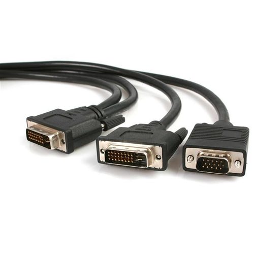 StarTechcom Cable de 18m Multiplicador de Vídeo DVI-I Macho a DVI-D Macho y HD15 VGA Macho para Monitor - Splitter Divisor de Señal - Separador DVI - DVI-I M a HD-15 VGA DVI-D M - 18 m - tornillos de mariposa - negro - DVIVGAYMM6