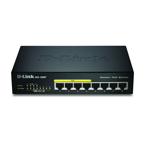 D-Link Switch DGS-1008P 8xGBit (4xPoE - 68W) Unmanaged